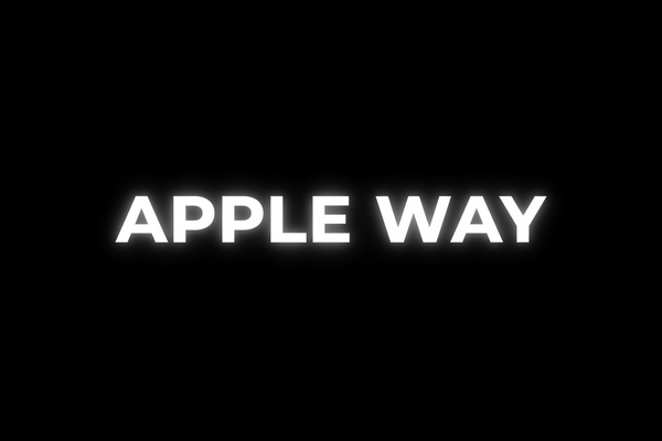create me a logo with a black backround thats really black thats says APPLE WAY in white text and glowing in white around the backround of the texxt 